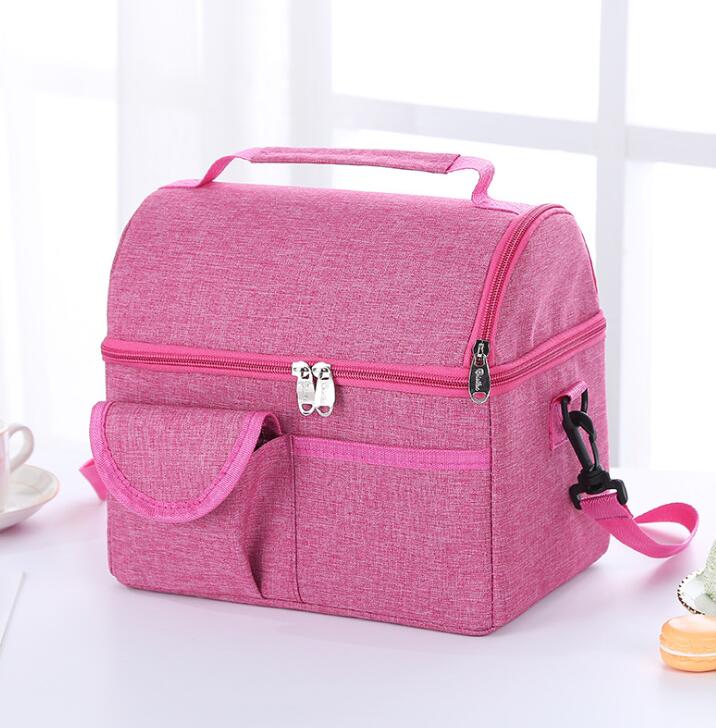 ANAWISHARE Thicken Folding Cooler Bag Insulation Thermal Lunch Box Picnic Food Drink Fresh Keeping Container Portable Ice Pack: pink