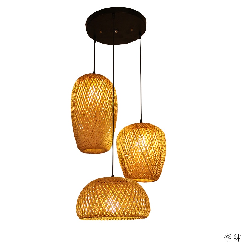 Chinese Hand Knitted Bamboo Art Pendant Lights Restaurant Caf Loft Hanging Pendant Lamp Home Decor Bamboo Led Light Fixtures