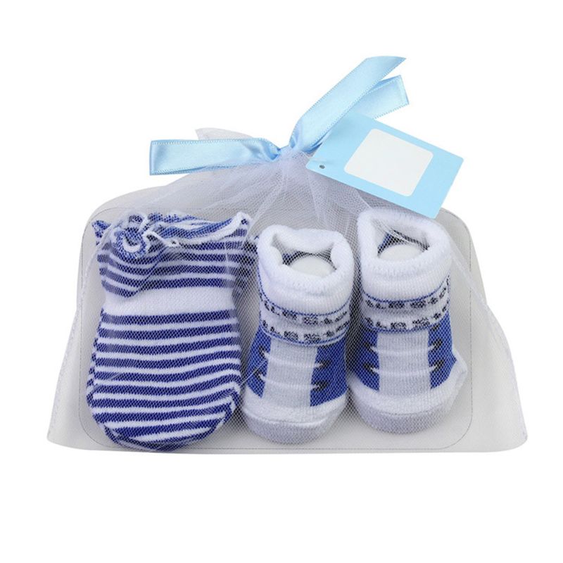 45BF Baby Sokken + Anti-Kras Handschoenen Set Voor Baby Jongens Baby 0-6 Maanden Pasgeboren Baby accessoires