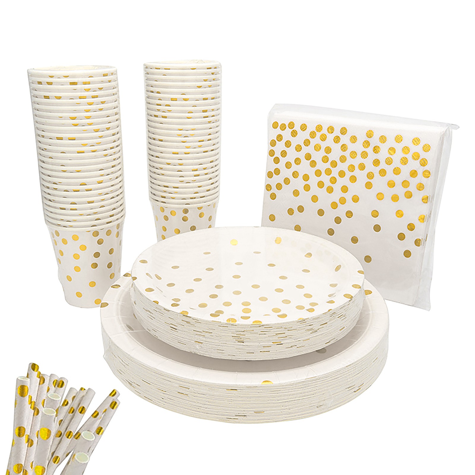Party Supplies Set Disposable Gold Point Paper Dish Meal Napkin Paper Cup Party Disposable Paper Plates Cups Napkins: Orange