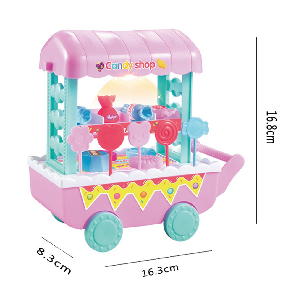 18 Pcs Set Children Kids Toy Role Play Candy Cart Shop Pretend Mini with Light Music BM88