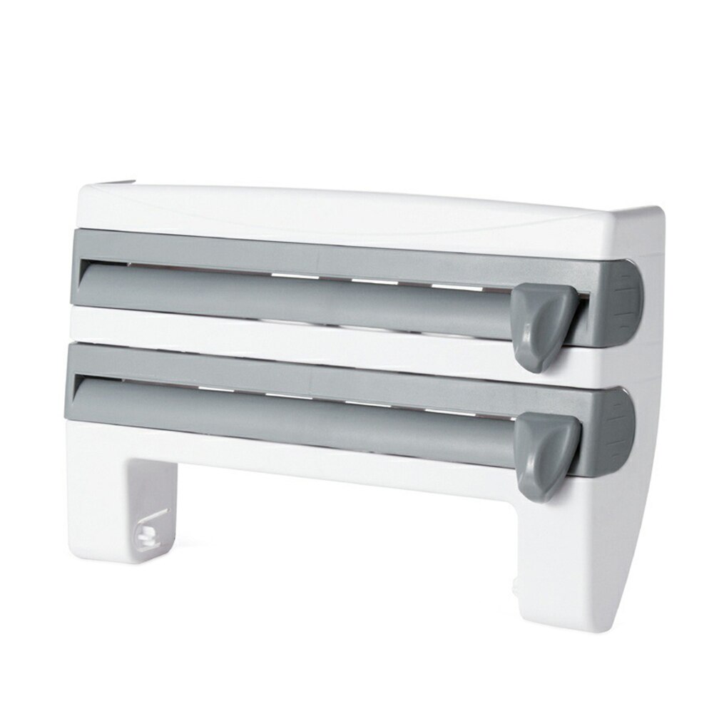 Étagère multifonction avec ruban adhésif double face, support de papier essuie-tout, coupe-film de conservation, outil distributeur: Gris bleu