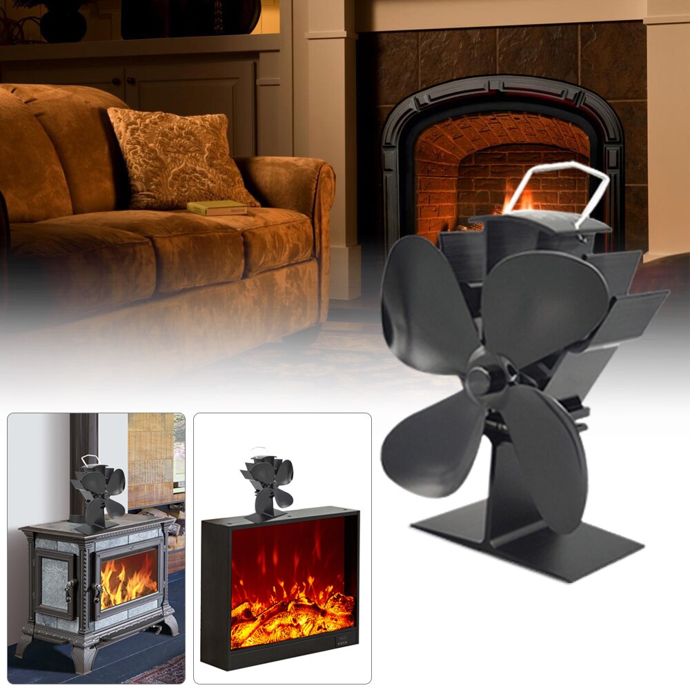 4 lames énergie thermique brûleur ventilateur chaleur conduite Circulation Eco hiver amical calme maison efficace Distribution de chaleur