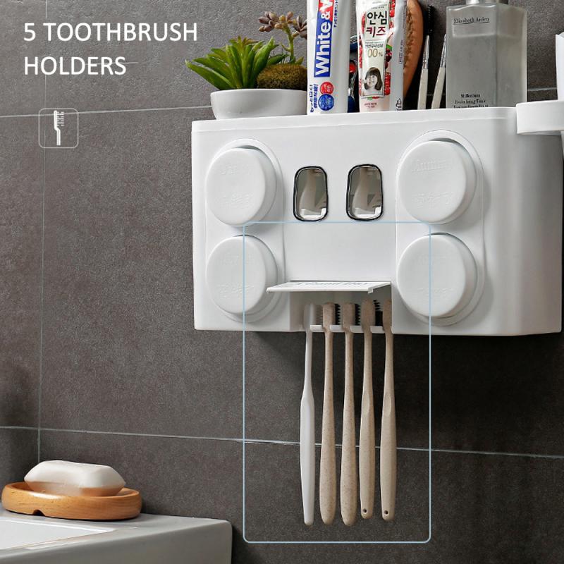 Muur Gemonteerde Tandenborstelhouder Tandpasta Tube Squeezer Tandpasta Houder Tandpasta Dispenser Badkamer Accessoires Badkamer Set