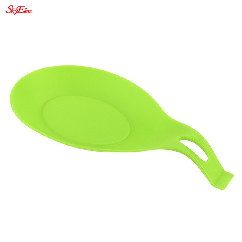 Repose-cuillère en Silicone multifonction | Sous-verre résistant à la chaleur, tapis à fourchette, ustensile porte-vaisselle support d'outils de cuisine pour cuillère 6zCF419: green