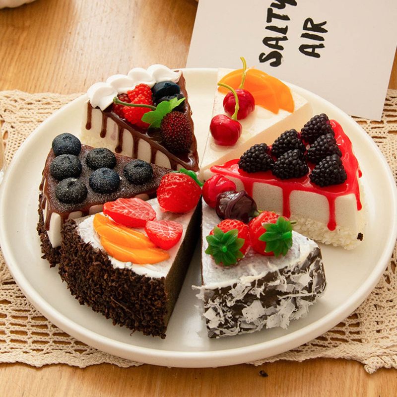 6pcs Realistic Artificial Simulation Cake Ice Cream Dessert Bakery Food Display QX2E