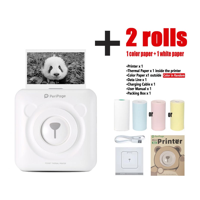 A6 peripage mini pocket printer draadloze bluetooth thermische labelprinter draagbare fotoprinter inktloze usb android ios telefoon: Wit 1 kleur