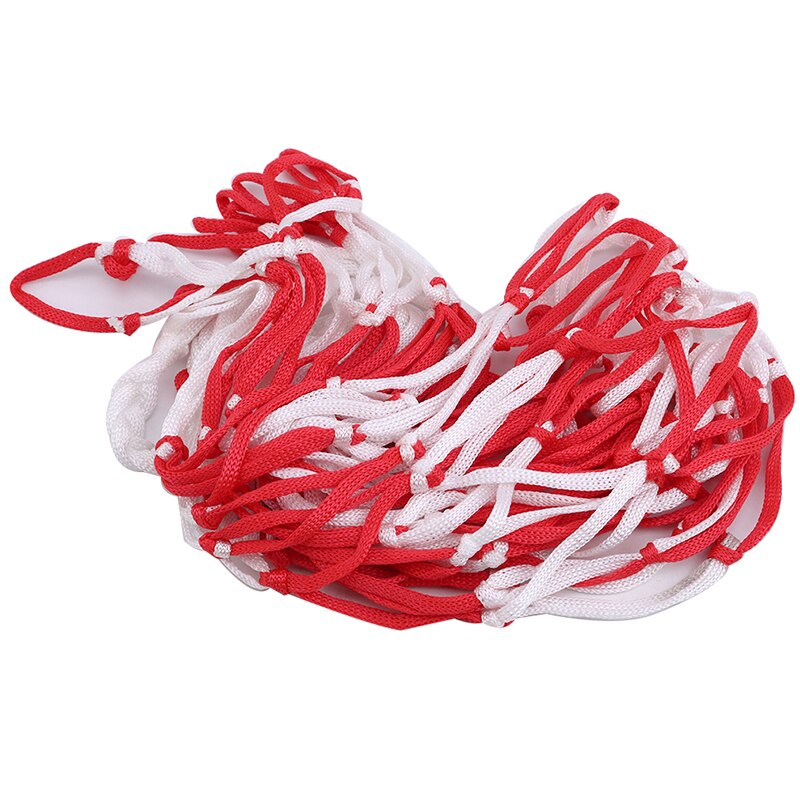Outdoor-basketballkörbe, fußball- und volleyballkörbe, große, rot-weiße, geflochtene nylon-netztasche, sportzubehör