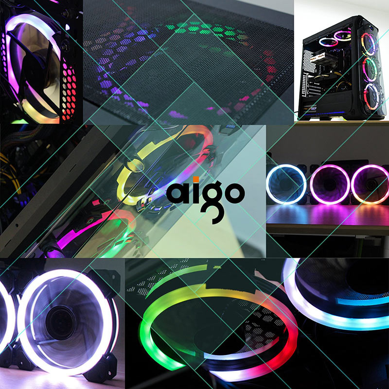Aigo DR12 Pc Case Fan Adjust RGB Cooling Fan 120mm Quiet IR Remote Computer Cooler Cooling RGB Case Fan CPU Ventilador PC 12V
