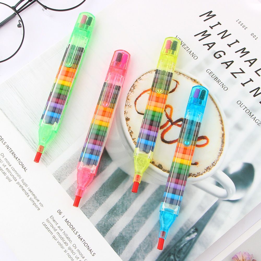 2 unidades/lote de 20 ceras de colores para apilar lápices de dibujo, Graffiti de crayones, para niños, lápices para colorear de pasteles de óleo