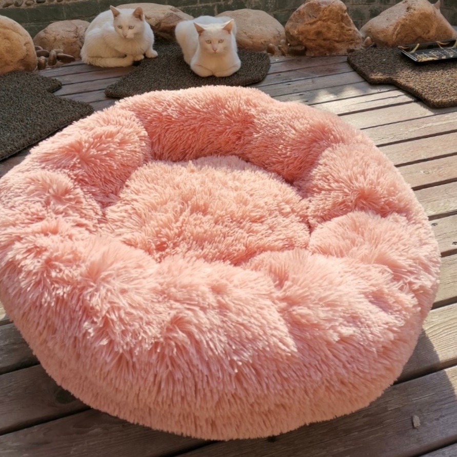 Cama larga de felpa para gatos, cojín relajante para gatos, caseta para perros grande, súper suave, esponjosa y cómoda.