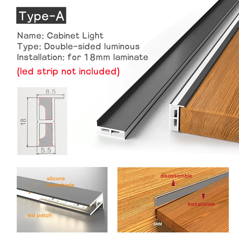 Black Led Built-in Profile Aluminum Linear Lighting for Panel Cabinets Showcase Shelves Led Channel Recessed/Surface Mounted: green / Blue