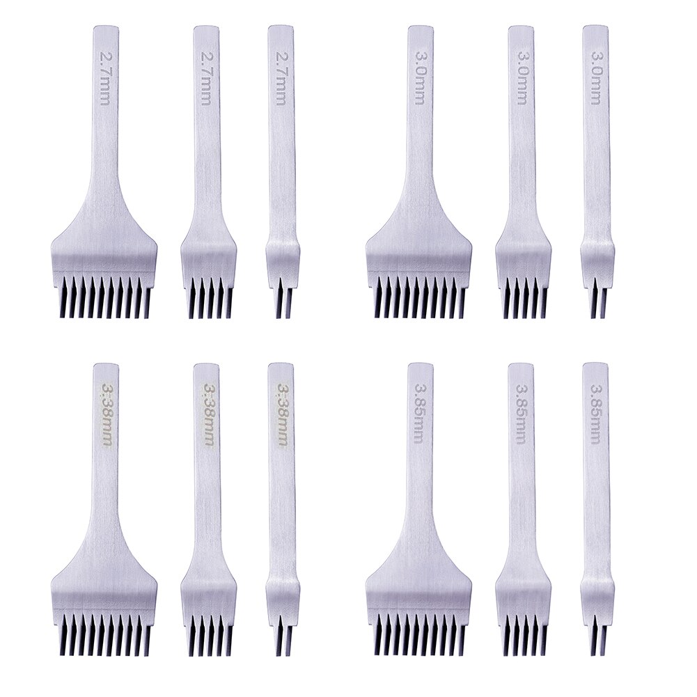 White Steel Stitching Lacing Punch Chisel Oblique Flat Cut Gear Pitch Tool Polished Prongs Leather Craft Hole Puncher Pitch Tool