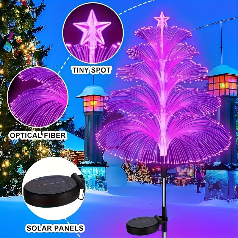 1 pack 2/5 Layer Solar Fountain Jellyfish Lights Christmas Tree Lights With Stars Colorful Color Changing LED Outdoor Lighting