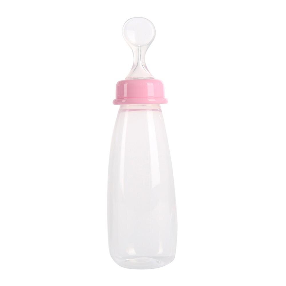 Baby Feeding Silicone Bottle With Spoon Food Supplement Rice Paste Feeding Bottles Convenient Practical BPA Free 240ML: p