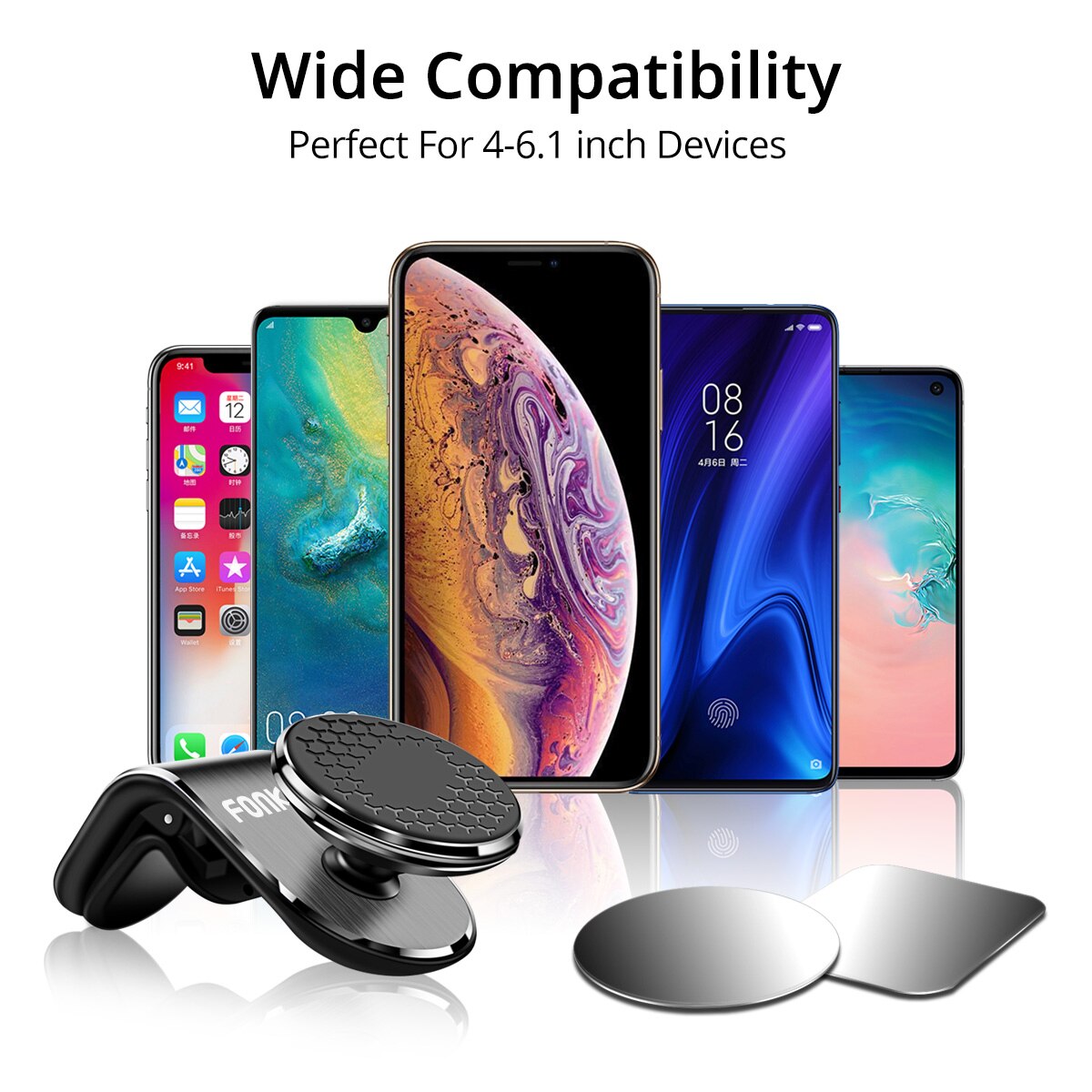 FONKEN Car Phone Holder Mobile Magnetic Car Holder Stand Car Air Vent Clip Mount Aluminum Alloy 360 Rotation Holder in Car