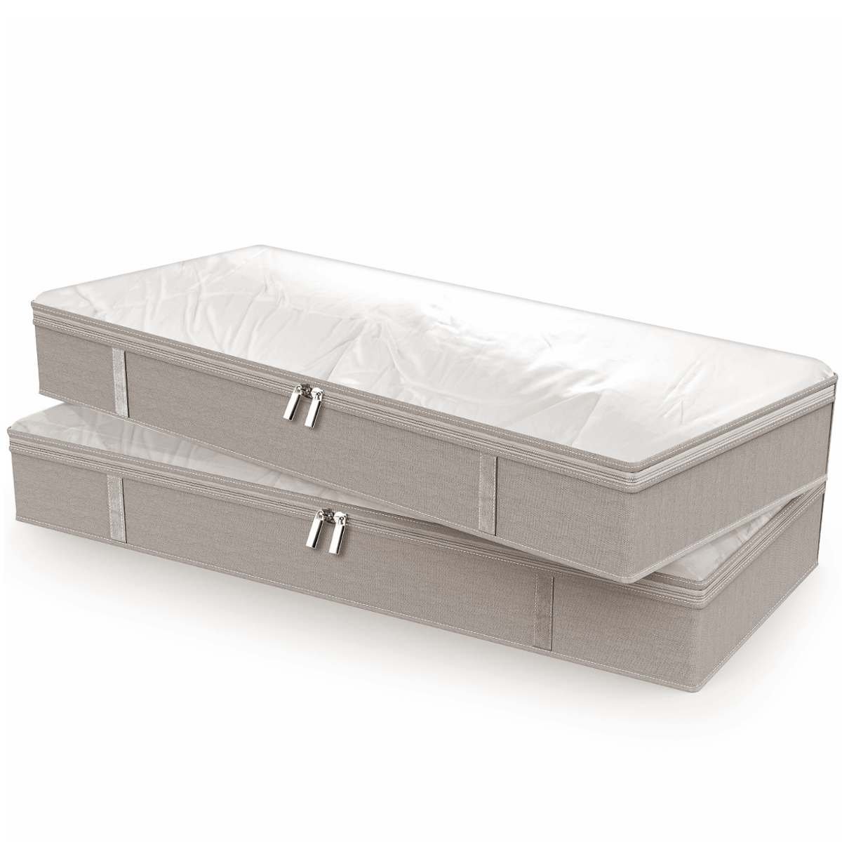 Foldbare under sengen poser ,1 pack store under sengen opbevaringskasser tyk åndbar underbed tøj opbevaring poser lynlås arrangør