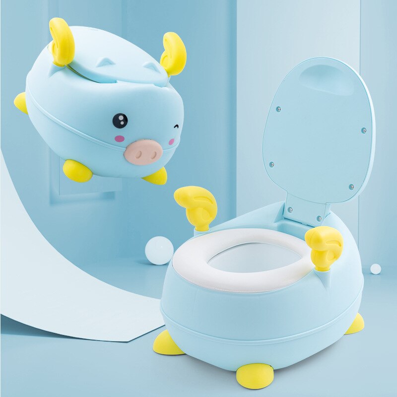 Sød gris børns gryde blød baby potte plast vej gryde spædbarn potte træning baby toilet sikker børn potte træner sæde stol: Blå pvc blød pude