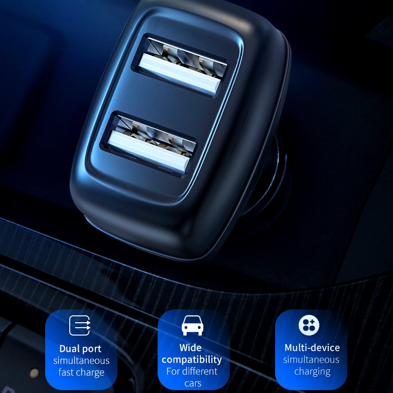 Hoco Dual Output Usb Car Charger Voor Iphone 11 Pro Xs 8 7 Plus Universele 5V2.4A Snel Opladen Adapter Voor samsung S9 S8 Oneplus