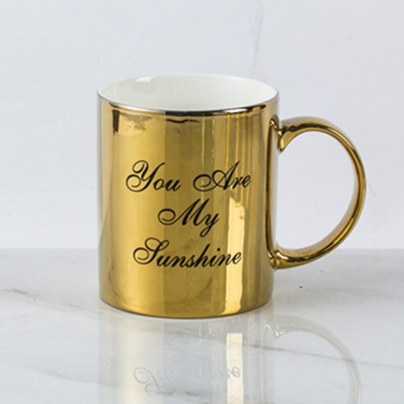 Luxus Gold Überzogene Keramik Porzellan Buchstaben Trinken Kaffee Tee Becher sammeln Kreative Reise Tasse Becher Heimat Dekor Nizza: Bunt