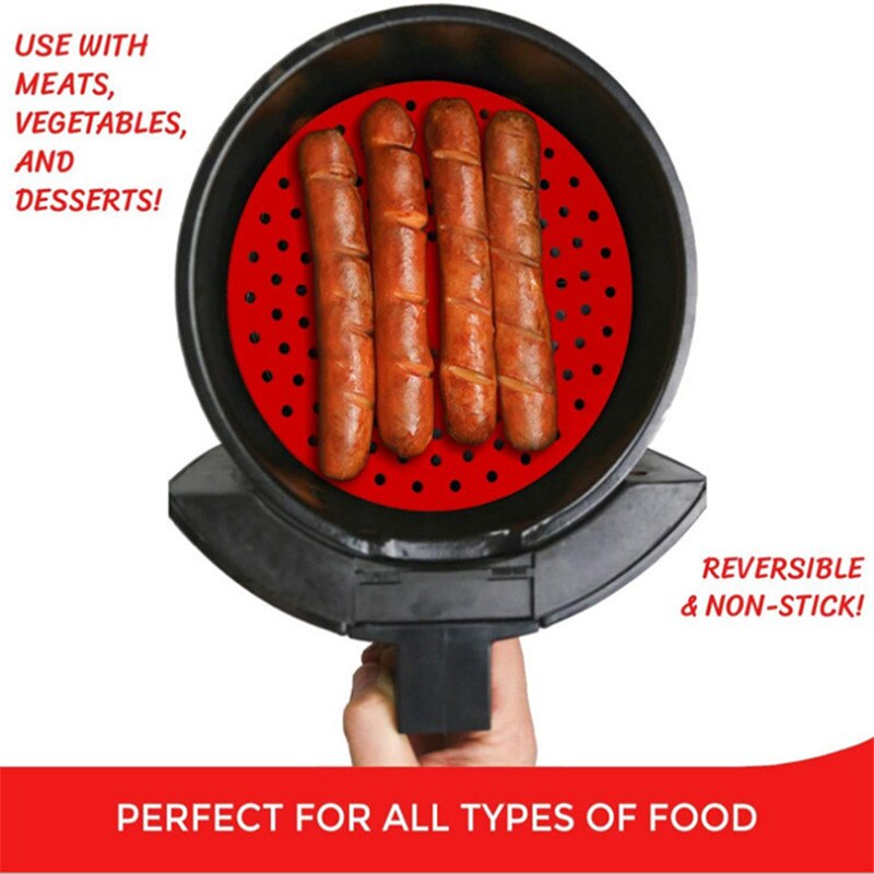 Air Fryer Liner Air Fryer Mat Food Grade Non-Stick Silicone Fryer Basket For 7.5~9-Inch Air Fryers Steamers Kitchen Accessories