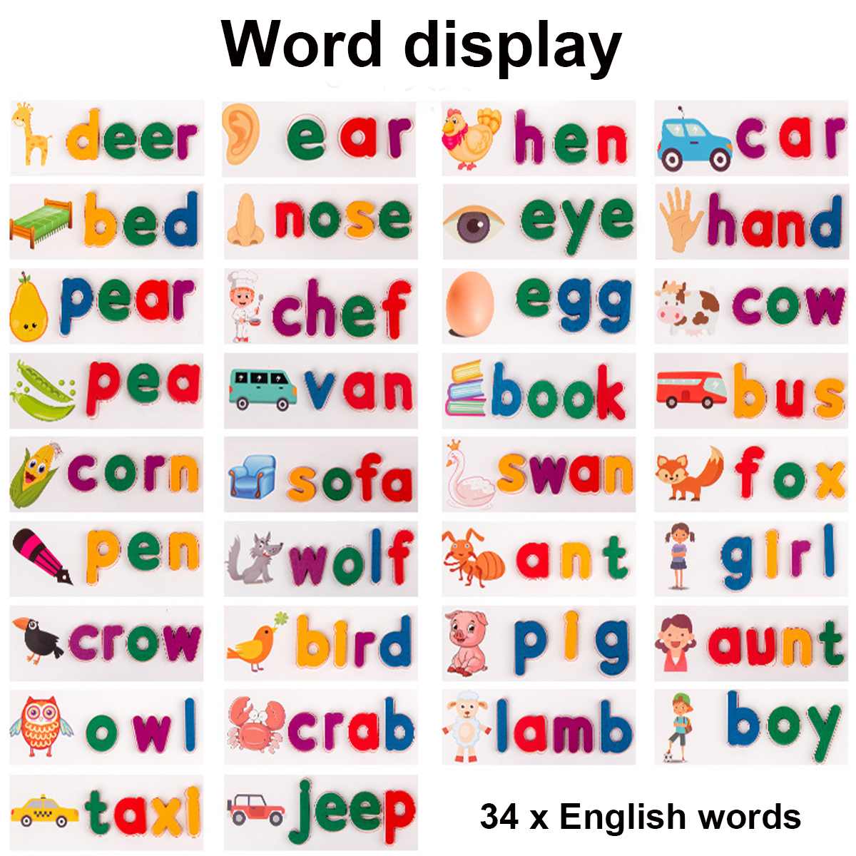 Wooden Alphabet Letter Learning Cards Toy Set Word Spelling Practice Game English Letters Word Spelling Card Toddler Education