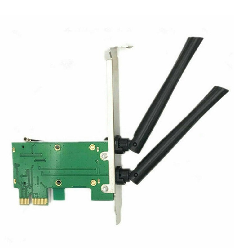 Draadloze Kaart Wifi Mini Pci-E Express Naar Pci-E Adapter Met 2 Antenne Externe Voor Pc
