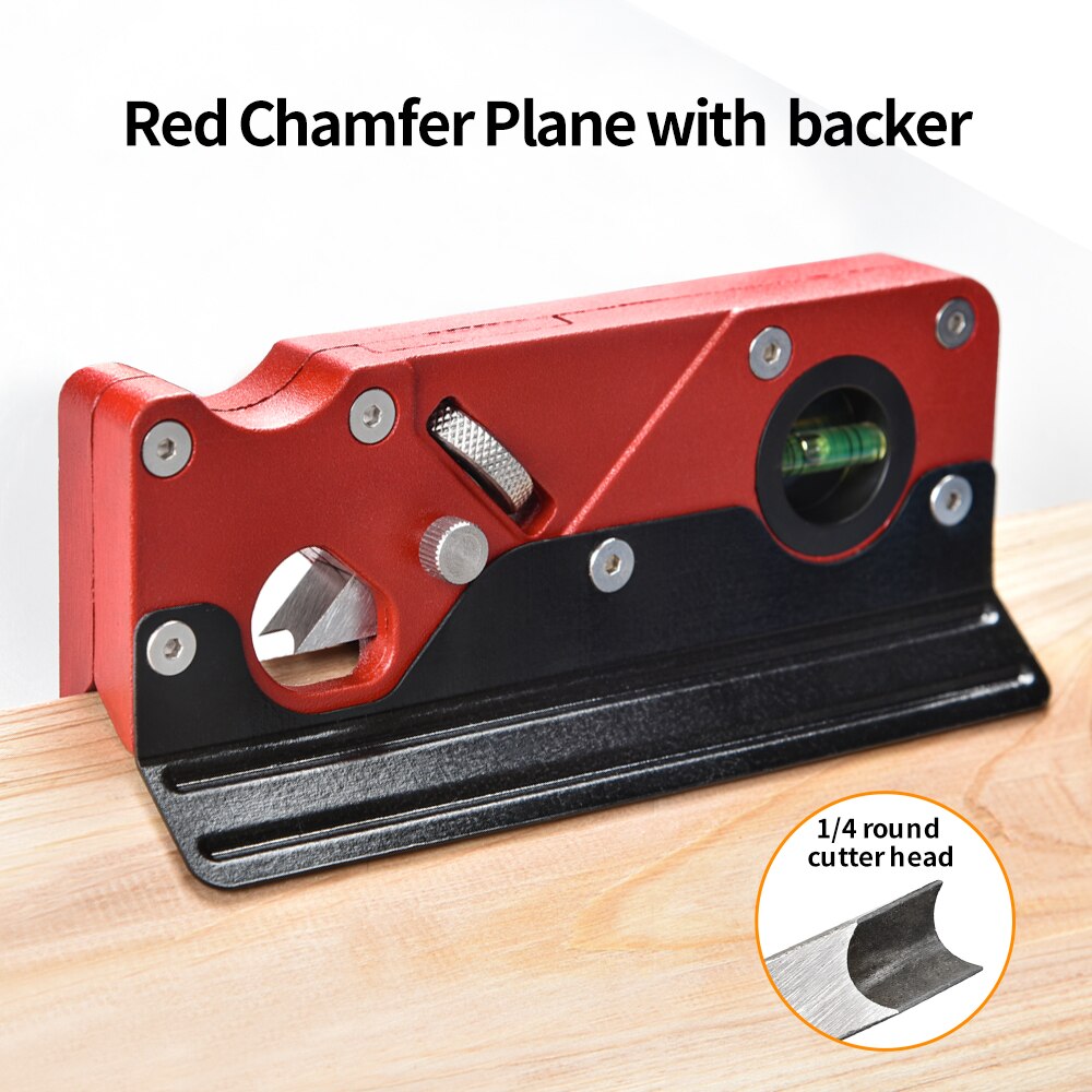 SOWELL Chamfer Hand Planer with Backer Woodworking Edge Corner Plane Manual Planer Carpenter Hand Tool: Red with Backer