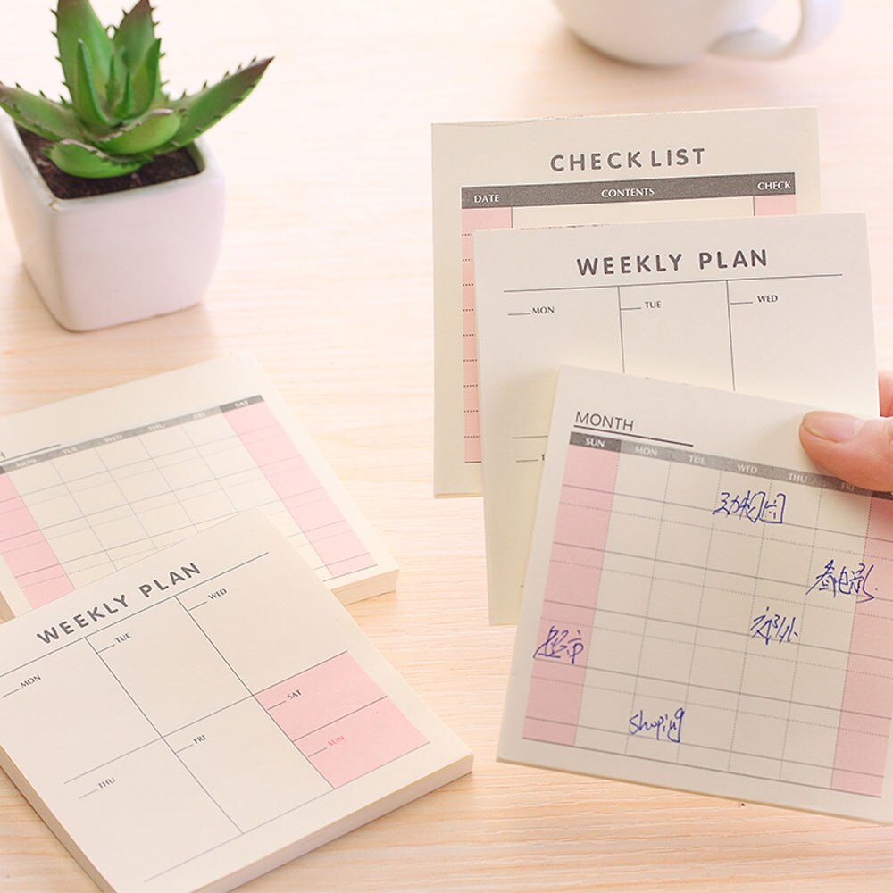 60sheets Memo Pad Daily Weekly Monthly Planner Kawaii Sticky Notes Girl DIY Decorative Scheduler Paper To Do List Stationery