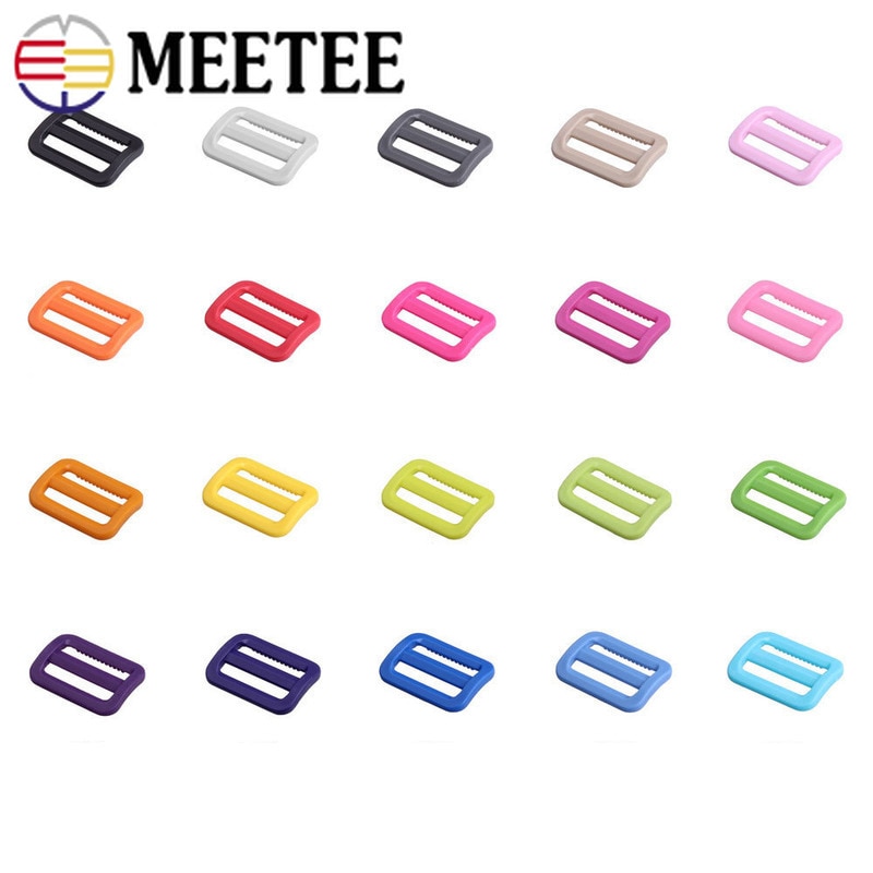 Meetee-50pcs-boucles de bague réglables pour le sac à dos, en plastique incurvé Tri-glisse, sangles pour l'extérieur, collier de chien, sangle de 25mm