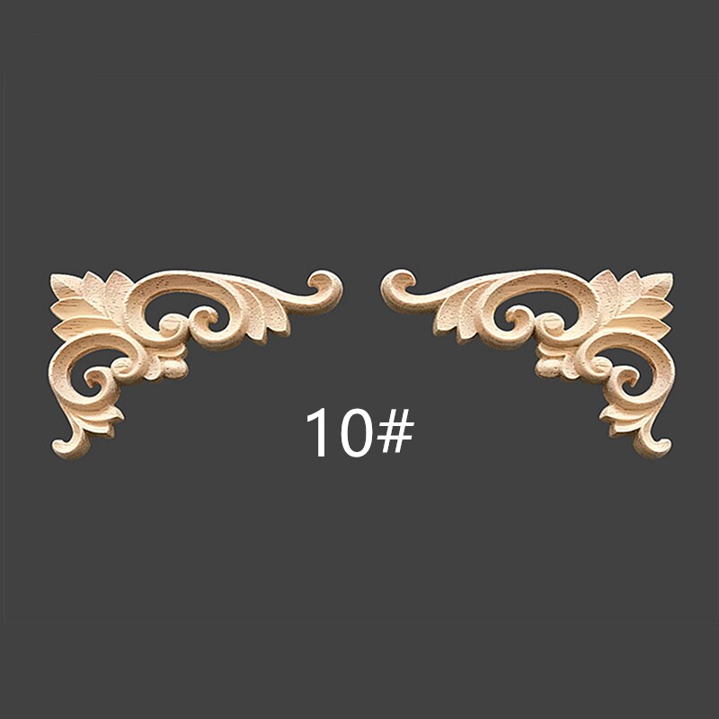 Onlay houten lijstwerk houtapplicatie houten hoekbloem ongeverfd modern houtsnijwerk gesneden houten hoekmeubeldecoratie: 11 x 6 x0.8 cm x 2 stuks