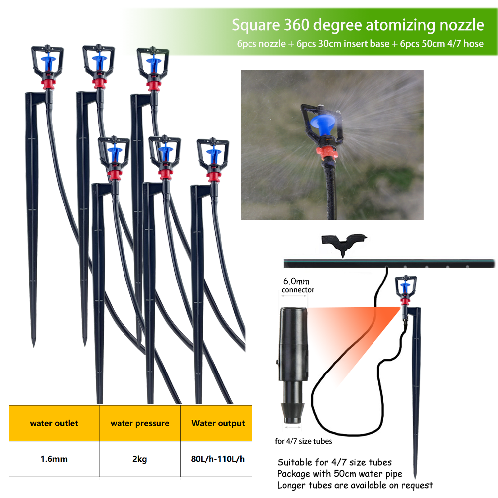 360 ° Refractie Sprinklers Tuin Vernevel Nozzles 1/4 ''Weerhaak Connector Micro Druppel Irrigatie Spray Voor Kas 4/7Mm Slang: Lavendel