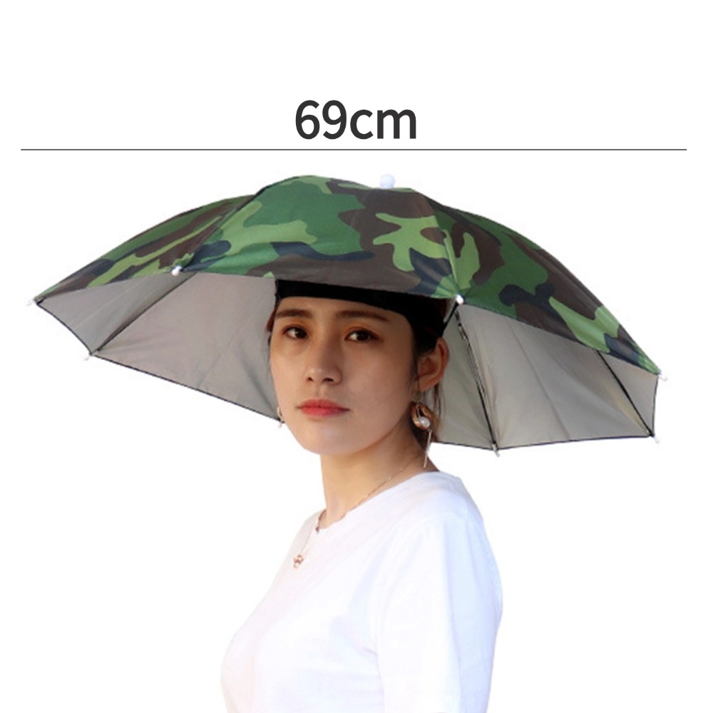 Draagbare Opvouwbare Regenparaplu Hoed Outdoor Vissen Zonnescherm Cap Waterdicht Camping Vissen Hoofddeksels Anti-Uv Strand Hoed 55-95CM: Geel