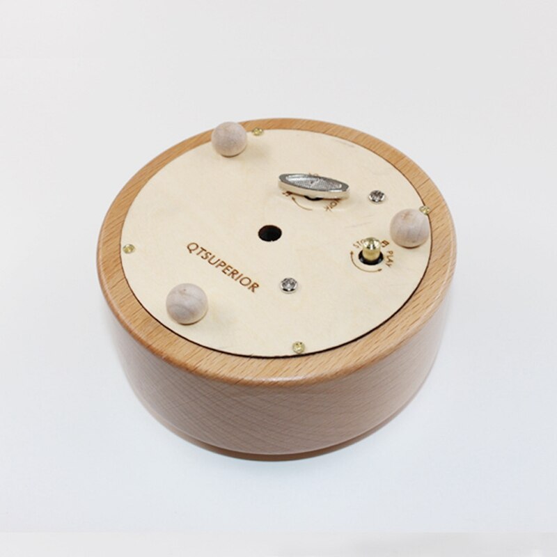 Wooden Music Box Rotating Round Base DIY Art Crafts for Christmas Decorative Ornaments Kids