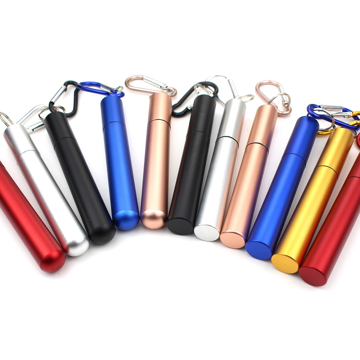 10Set Portable Stainless Steel Telescopic Drinking Straw For Travel Reusable Collapsible Metal Straw With Case And Brush