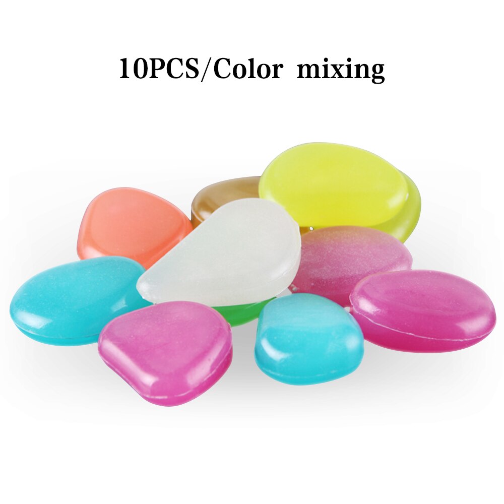 10Pcs/Set Luminous Stones Decorative Pebbles Exquisite Polished Stone for Garden Walkways Aquarium Fish Tank Dark Light Stones Y: Default Title