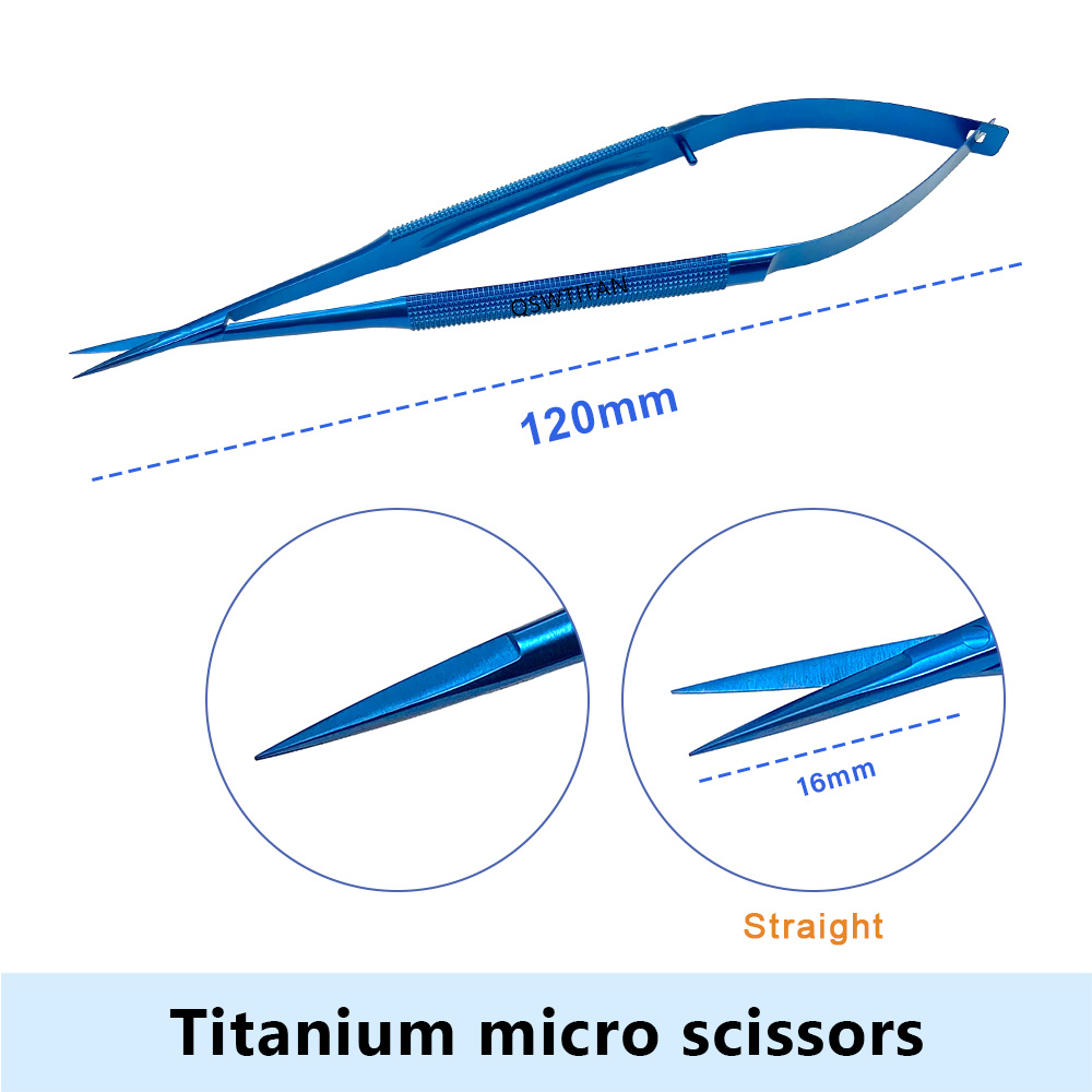 Ciseaux de Microscope ophtalmique, ciseaux cornéens en titane, outils à double paupière, ciseaux de chirurgie ophtalmique, Instruments: Marron