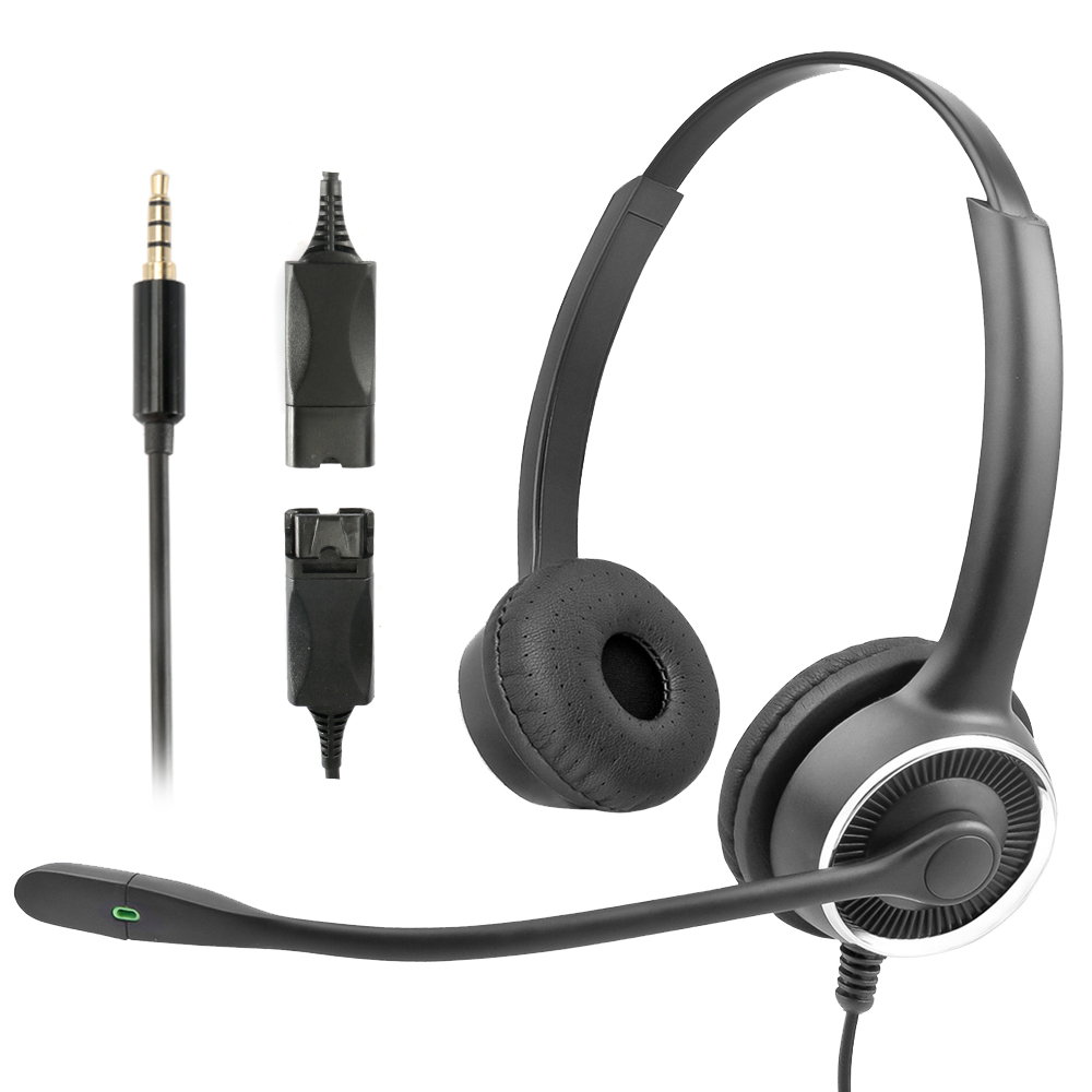 Call Center Telephone Operator Headset Earphone with Noise canceling Mic 8 Hours Customer Service Talking Soft Earmuff Headphone: Disconnectable Aux