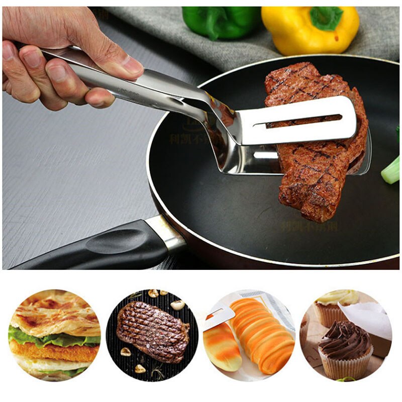 Résistance à haute température ramasser commodément les aliments outils en acier inoxydable Barbecue pince à frire viande cuisine pince de cuisson