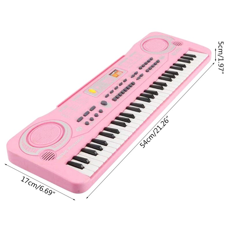 61 Keys Piano Keyboard, 61 Mini Keys Portable Music Keyboard for Beginners Kids with Microphone, 2 Teaching Modes, Pink