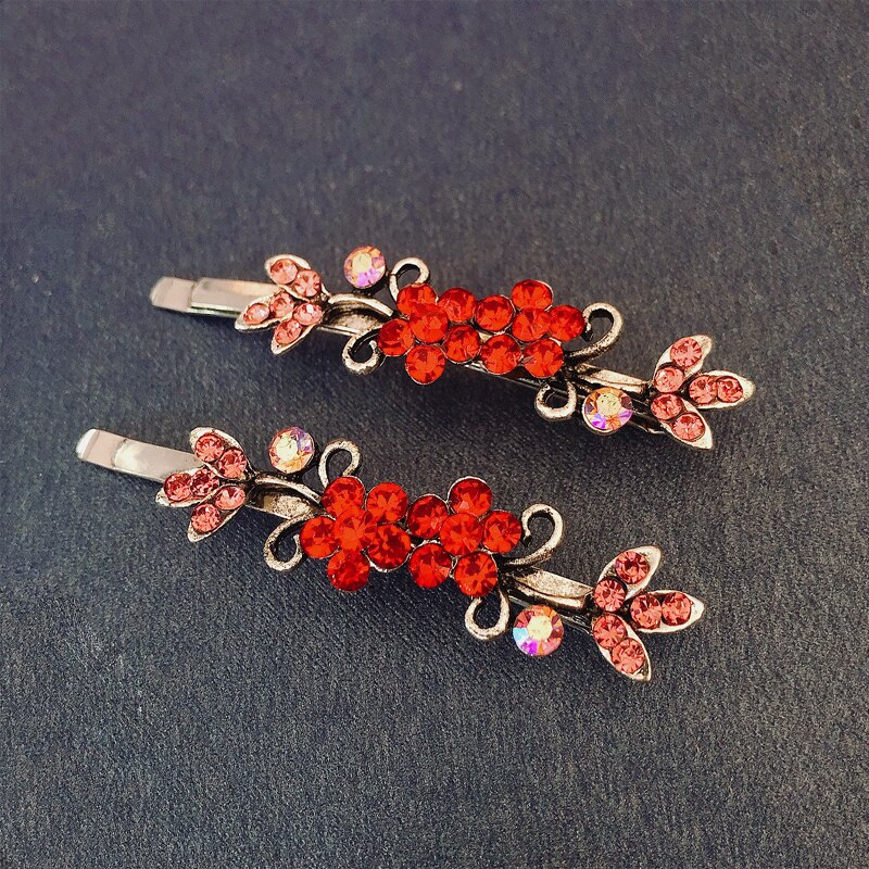 Morkopela Girls Flower Hairpin Pairs Rhinestone Hair Clip Jewelry For Women Party Banquet Hair Pins Accessories