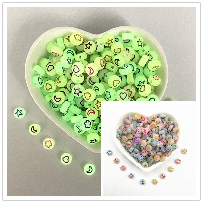 100 Uds. Cuentas luminosas de A-Z de 7x4mm, cuentas con letras, cuentas espaciadas acrílicas para fabricación de joyería, pulsera de dijes DIY