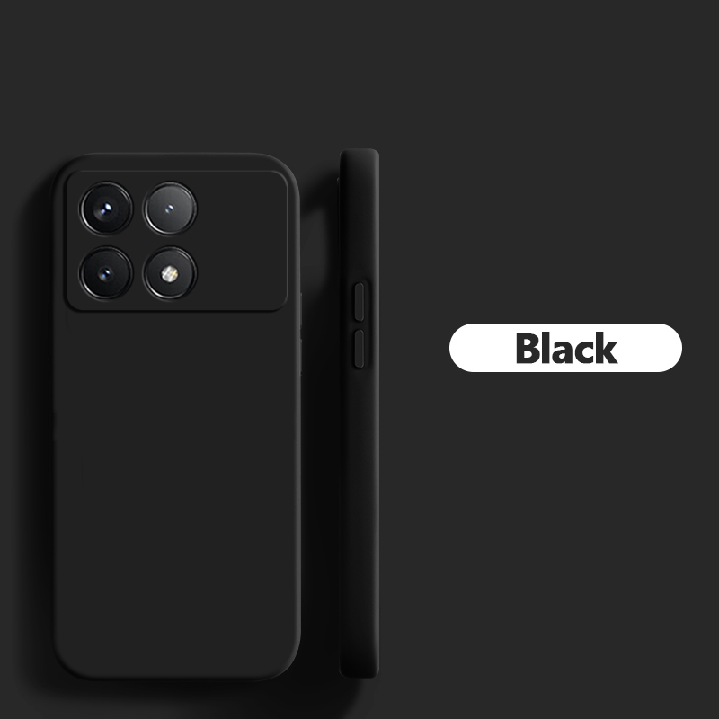 Coque souple en silicone liquide d'origine de luxe pour Xiaomi, couverture de téléphone, Poco X6 Pro, 5G: silicium / Black