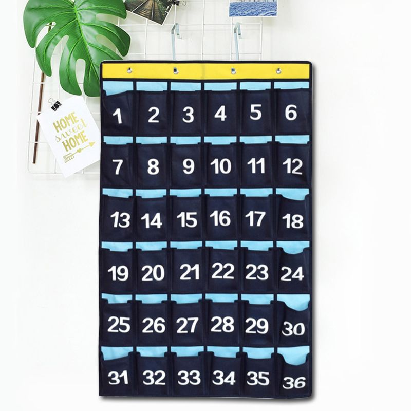30 Pockets Numbered Organizer Classroom Pocket Chart for Cell Phones Calculators Holders