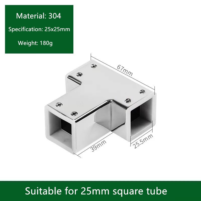 25mm fyrkantigt rör rostfritt stål anslutande hängande klämma t-formad tee 90 135 graders rakt hörn universal fläns säte: 4