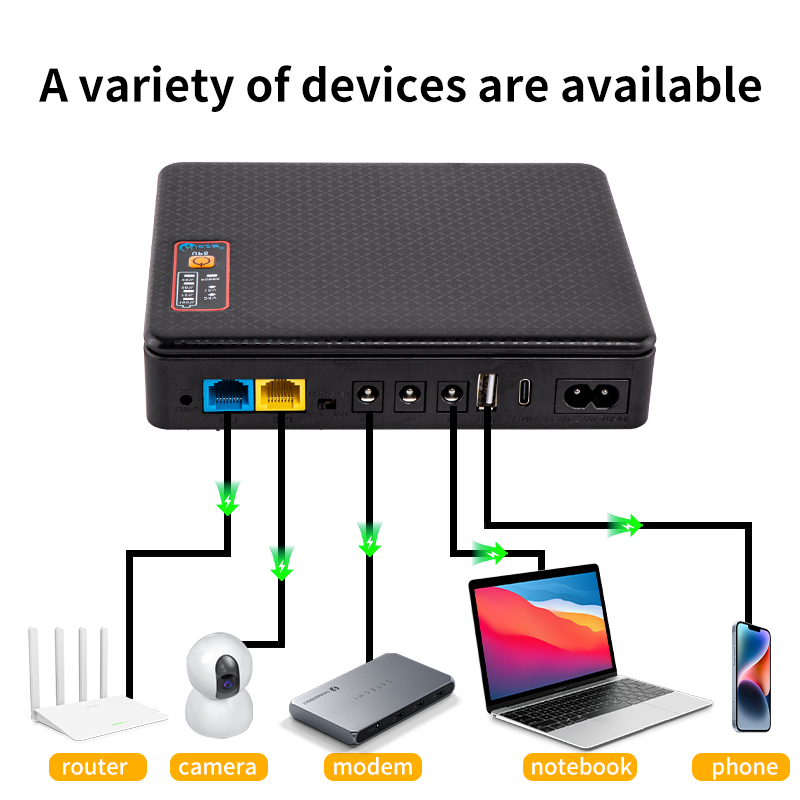 16000 mah DC ononderbroken voeding mini UPS batterij backup 5 v 9 v 12 v usb router optische modem voeding POE Mobiele power bank