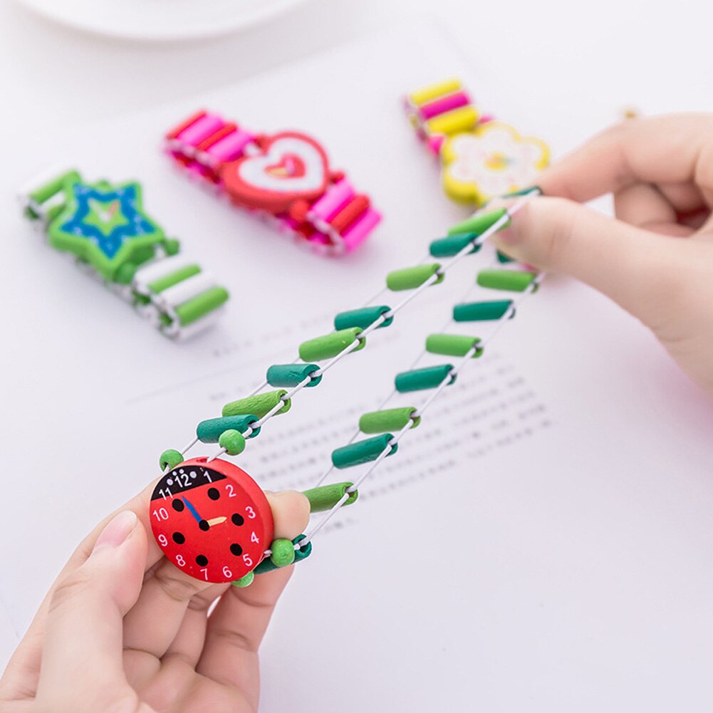 Stationery Children Babys Bracelet Wooden Crafts Wristwatches Student Watch Cartoon
