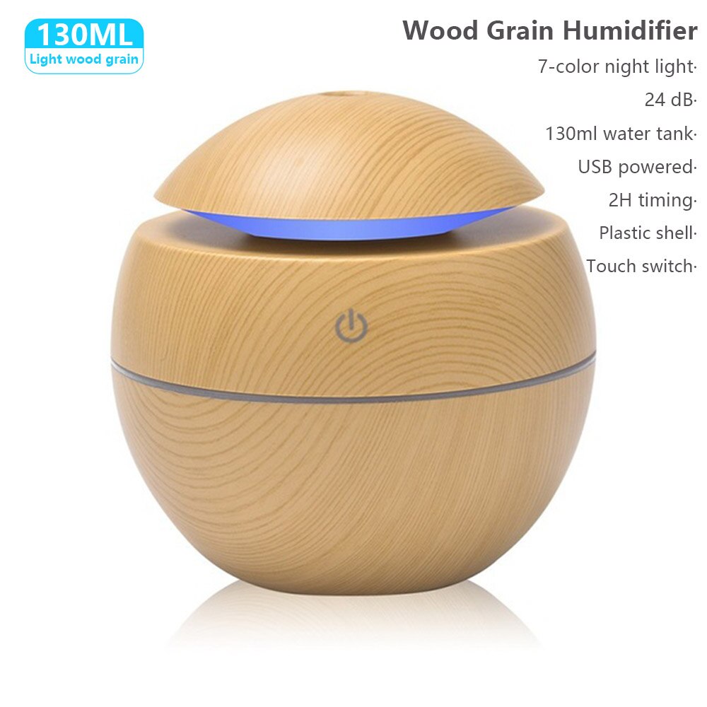 Puusyinen sähkökostutin eteerinen aromiöljy diffuusori ultraääni usb mini sumukone led valolla kodinkoneilla: H1 vaaleaa puusyistä