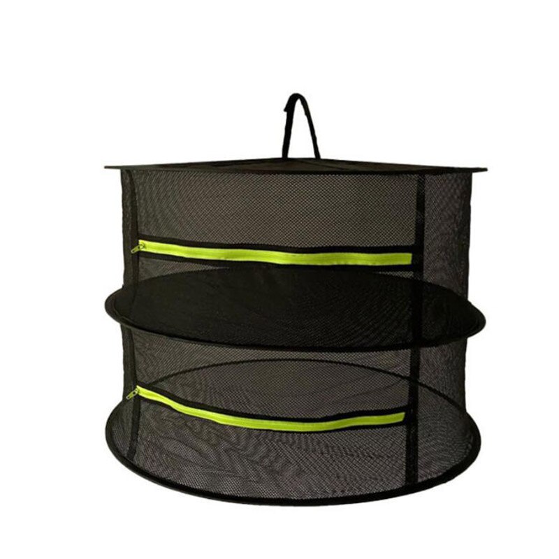 Malla de secado de hierbas para colgar bolsas de secador de pesca plegable, rejilla de redes para plantas, cremallera para hierbas, granos, seco, 2/4/6 capas: 2 floors green
