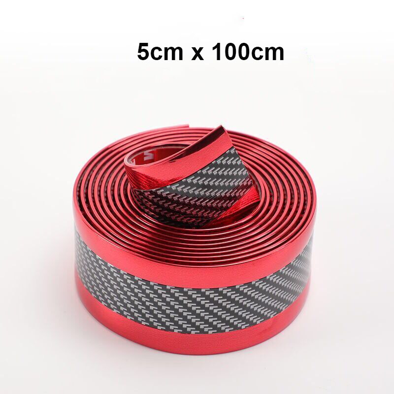 Carbon Fiber Rubber Auto Styling Moulding Strip Zachte Zwarte Bekleding Bumper Strip Diy Instaplijsten Protector Edge Guard Auto Stickers: Red 5 x 100 cm